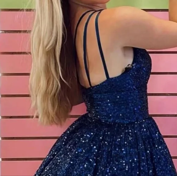 Elegant Blue Sequin Dress - Picture 7 of 7